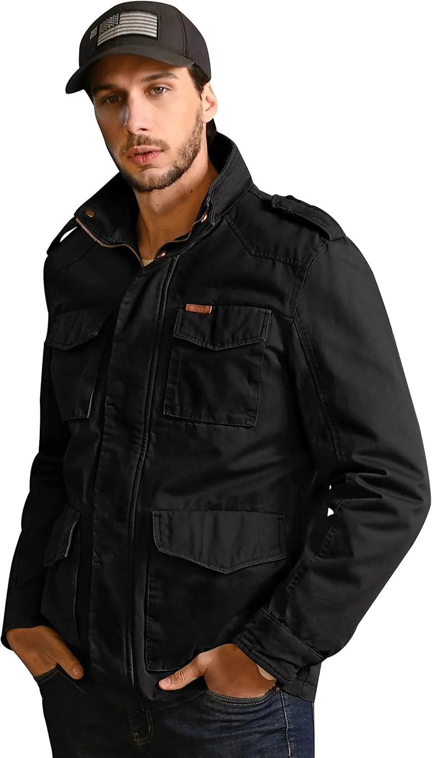 WenVen Men's Lightweight Military Style Jacket Twill Cotton Windbreaker