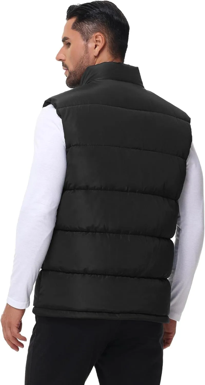 WHN Men's Puffer Vest Outerwear Winter Zipper Quilted Puffy Sleeveless Jacket Outdoor Size M to XXL
