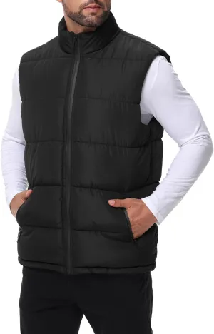 WHN Men's Puffer Vest Outerwear Winter Zipper Quilted Puffy Sleeveless Jacket Outdoor Size M to XXL