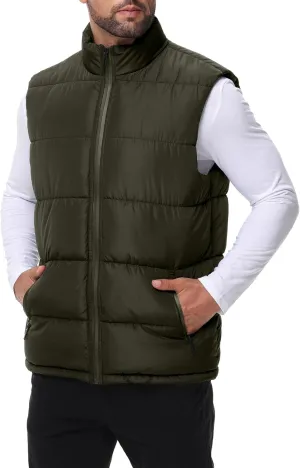 WHN Men's Puffer Vest Outerwear Winter Zipper Quilted Puffy Sleeveless Jacket Outdoor Size M to XXL