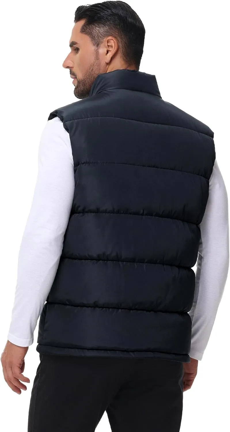 WHN Men's Puffer Vest Outerwear Winter Zipper Quilted Puffy Sleeveless Jacket Outdoor Size M to XXL
