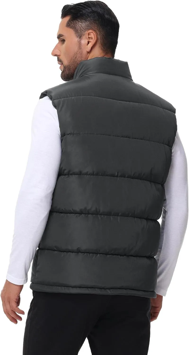 WHN Men's Puffer Vest Outerwear Winter Zipper Quilted Puffy Sleeveless Jacket Outdoor Size M to XXL