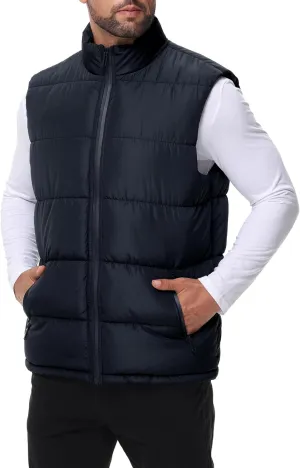 WHN Men's Puffer Vest Outerwear Winter Zipper Quilted Puffy Sleeveless Jacket Outdoor Size M to XXL