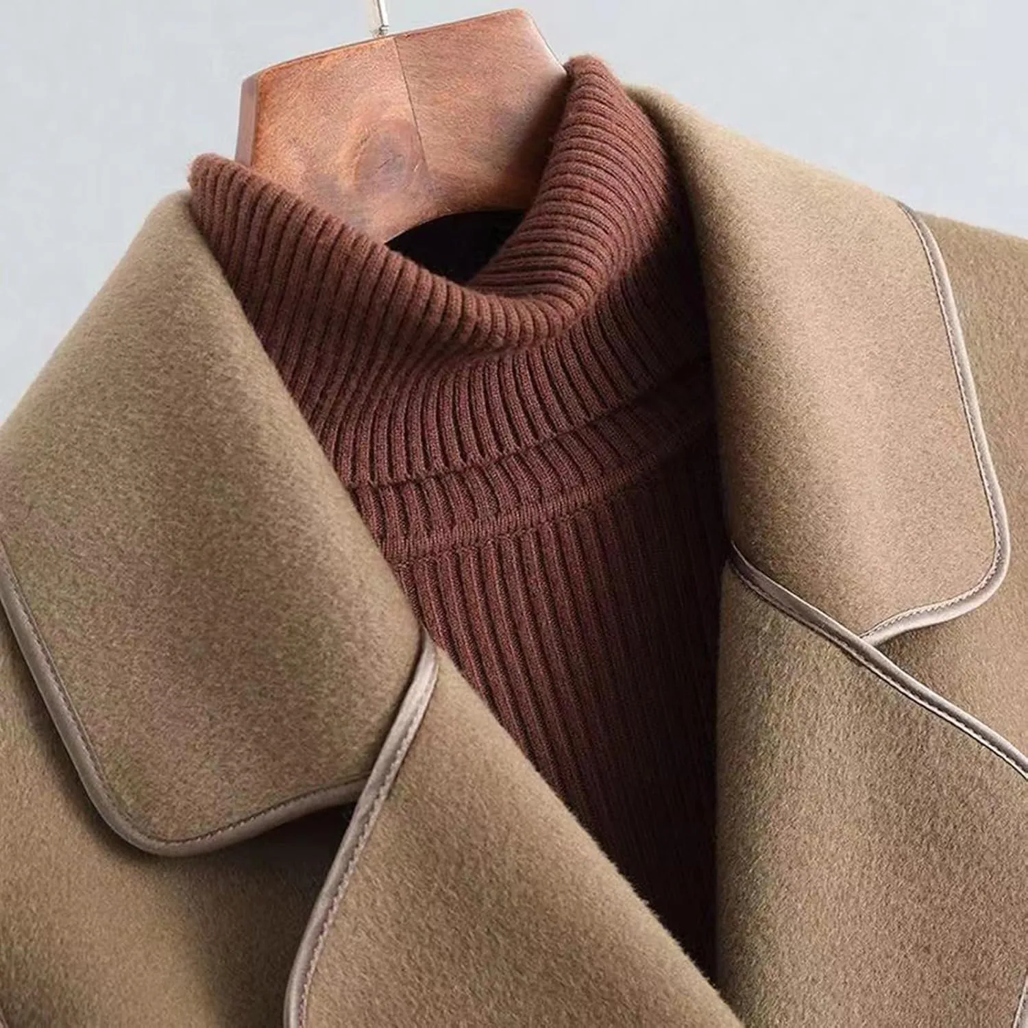 Winter Trench Coat for Women Casual Long Sleeve Notch Lapel Pea Coats Elegant Belted Mid Length Windbreaker
