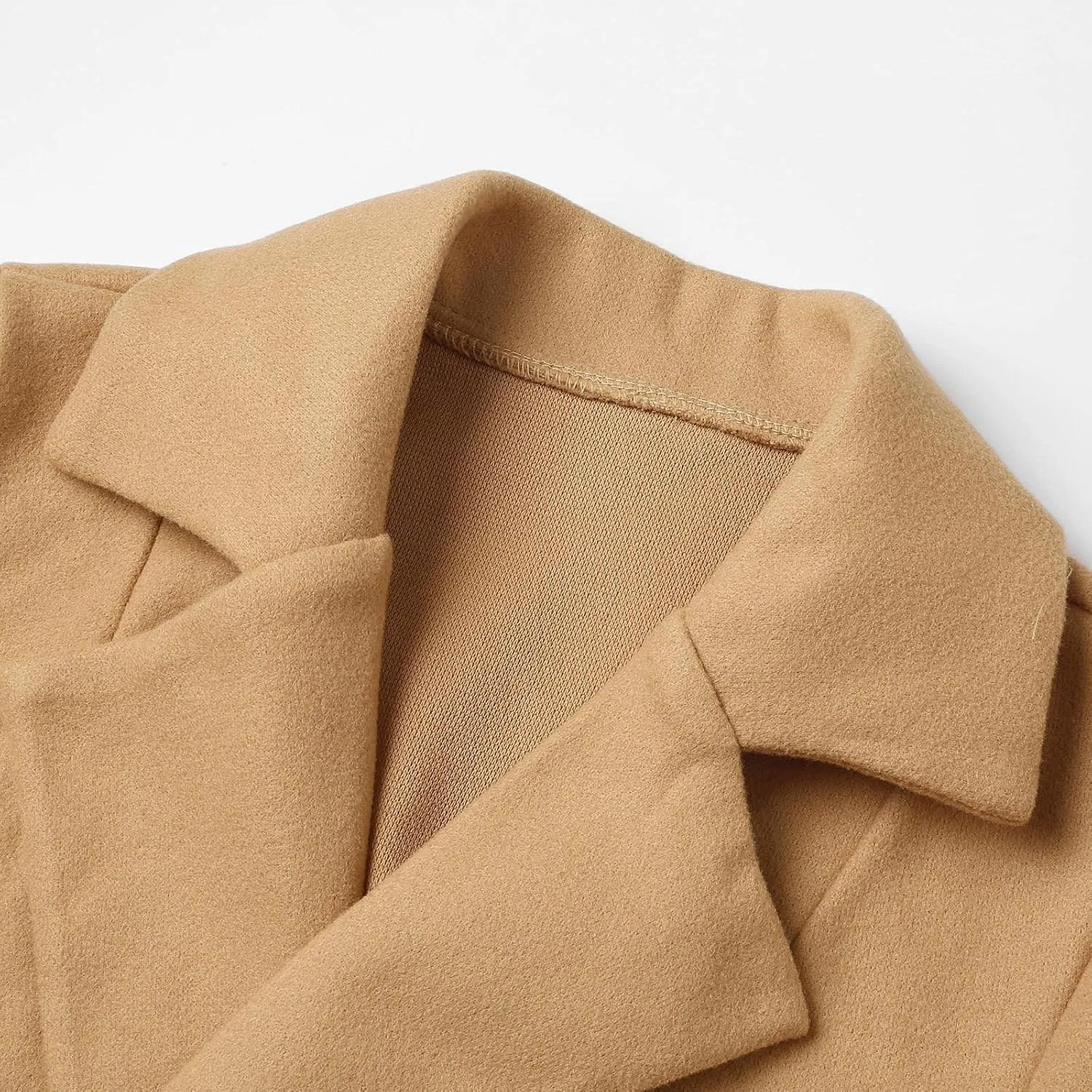 Women 2024 Fall Winter Pea Coats Notched Lapel Slim Fit Mid-Long Overcoats Long Sleeve Elegant Belted Trench Coat