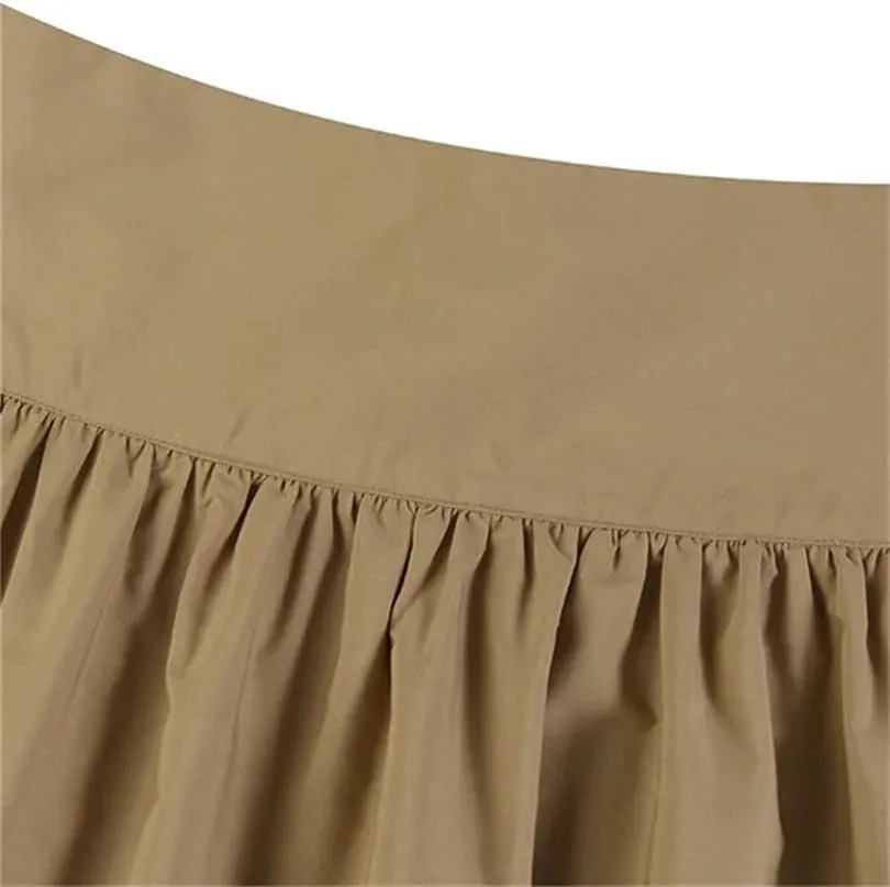 Women Flowy Pleated Maxi Skirt High Waist Swing Long Skirt Pleated Zipper Party Jupe Casual Loose A-Line Skirt