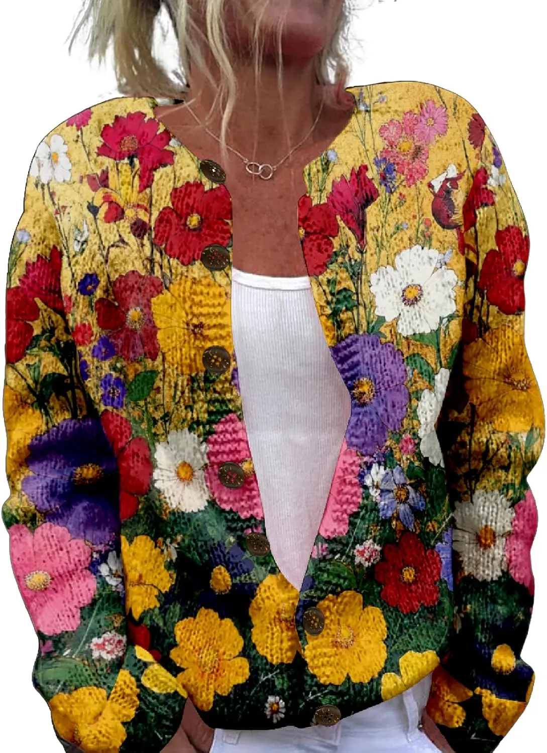 Women's Cable Knit Cardigan Open Front Crochet Button Down Long Sleeve Warm Cardigan Sweaters Fall Winter Coat
