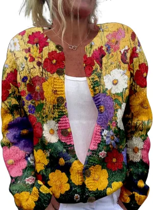 Women's Cable Knit Cardigan Open Front Crochet Button Down Long Sleeve Warm Cardigan Sweaters Fall Winter Coat
