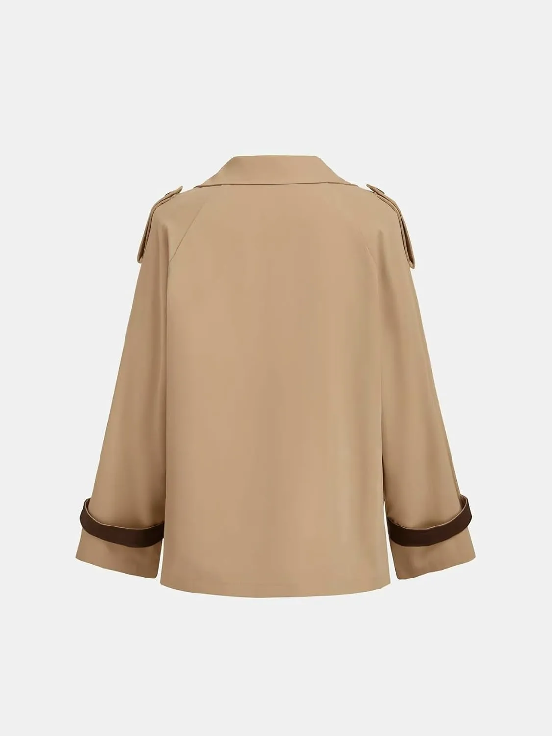 Women's Cropped Trench Coat Notch Lapel Long Sleeve Blazer Casual Short Jacket Fall Fashion Outerwear with Pockets