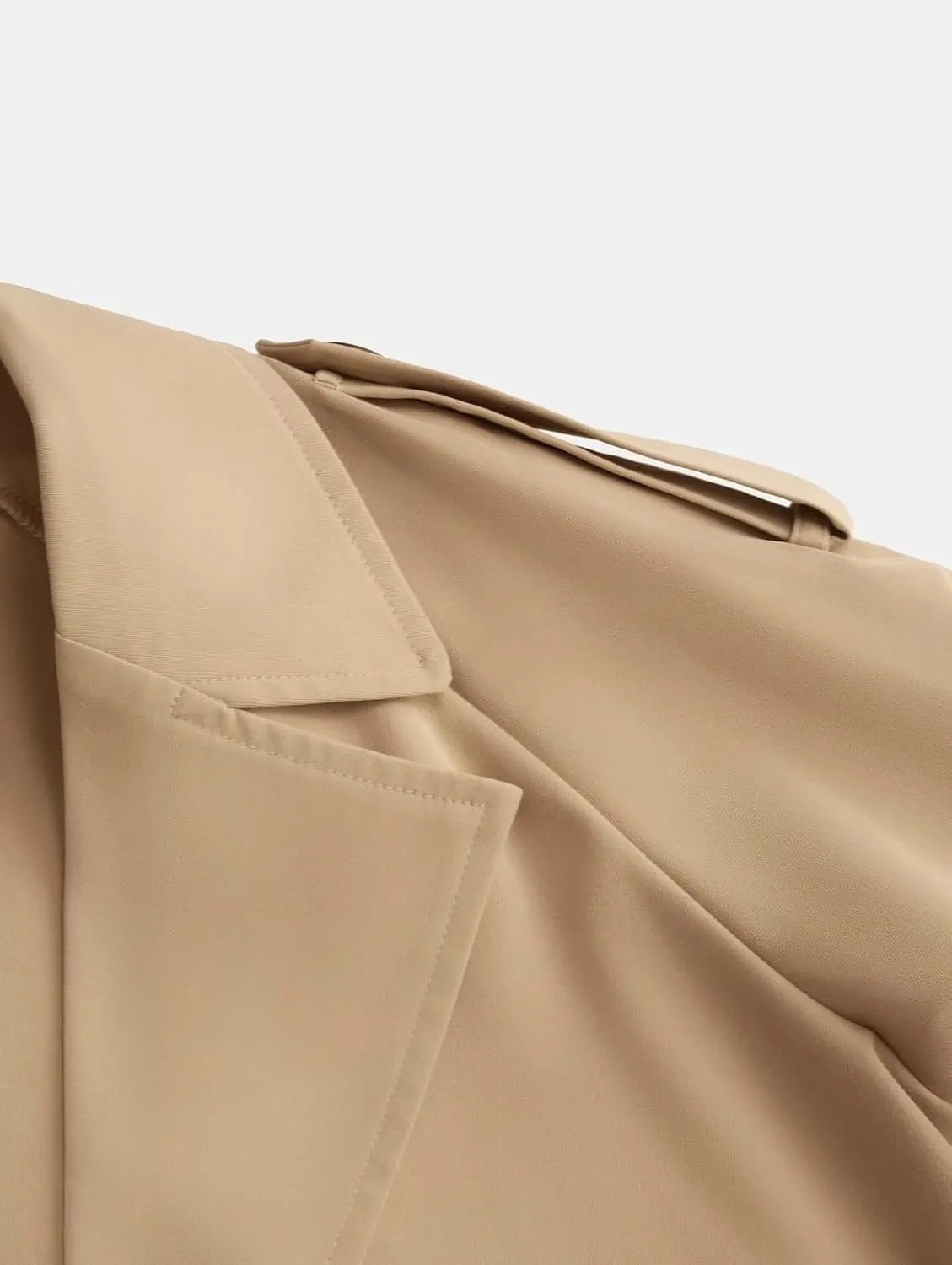 Women's Cropped Trench Coat Notch Lapel Long Sleeve Blazer Casual Short Jacket Fall Fashion Outerwear with Pockets