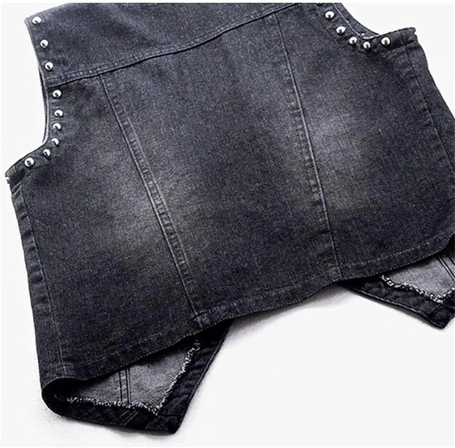 Women's Denim Vest Rivets Sleeveless Vest Women's Trucker Denim Coats Street Denim Jacket
