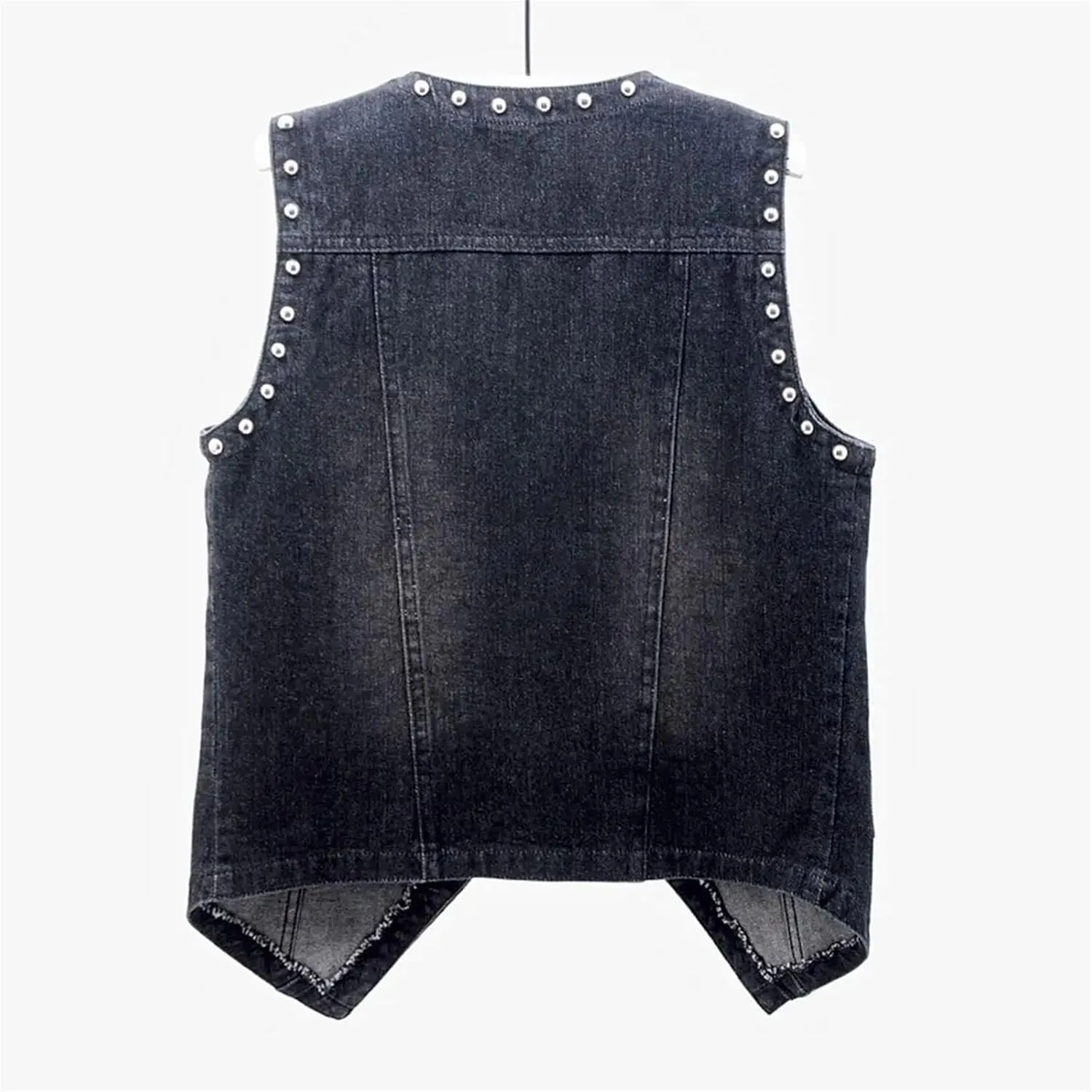 Women's Denim Vest Rivets Sleeveless Vest Women's Trucker Denim Coats Street Denim Jacket