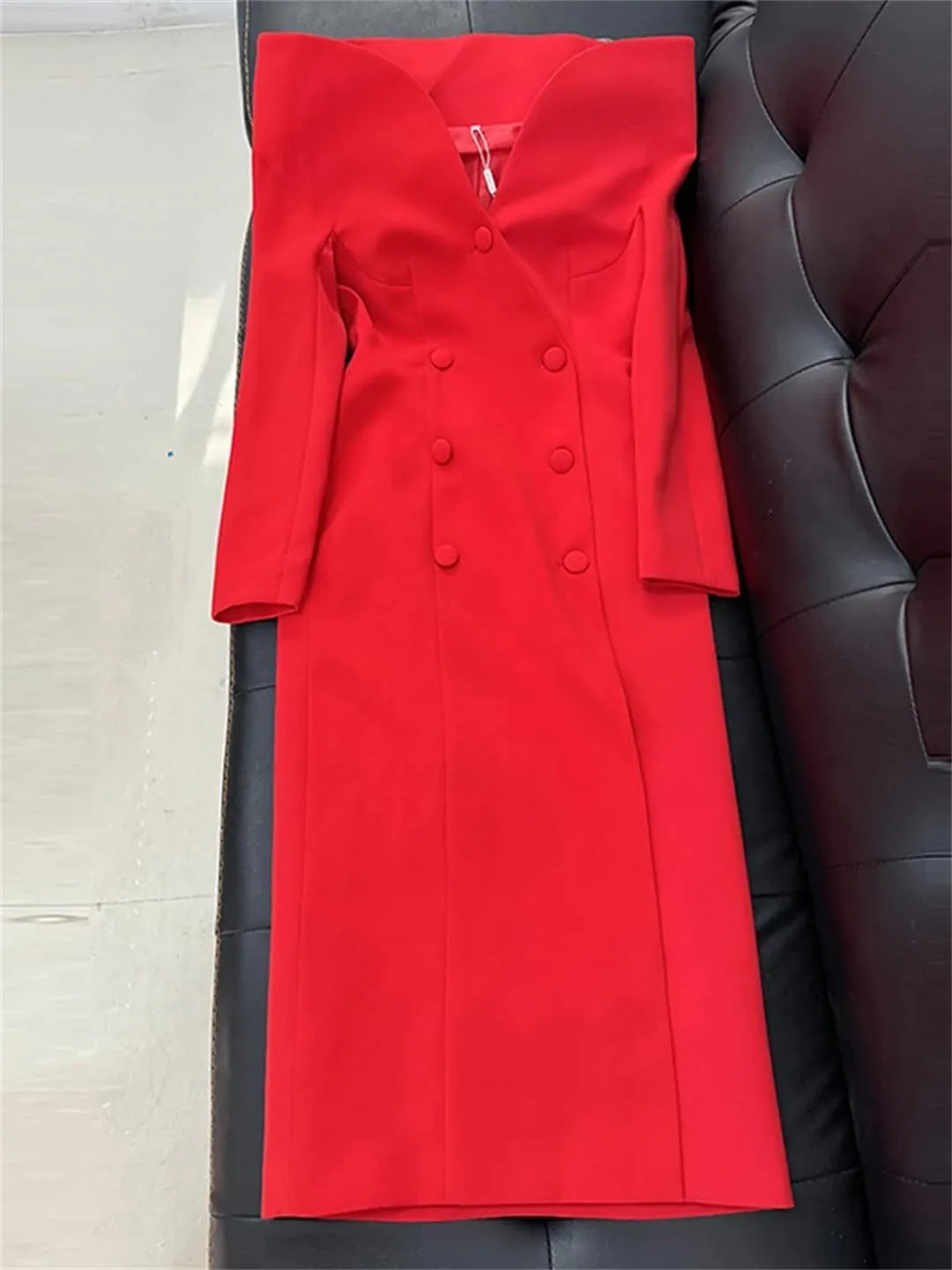 Women's Designer Trench Coat Personalized Stand Up Collar Slimming Long Windbreaker