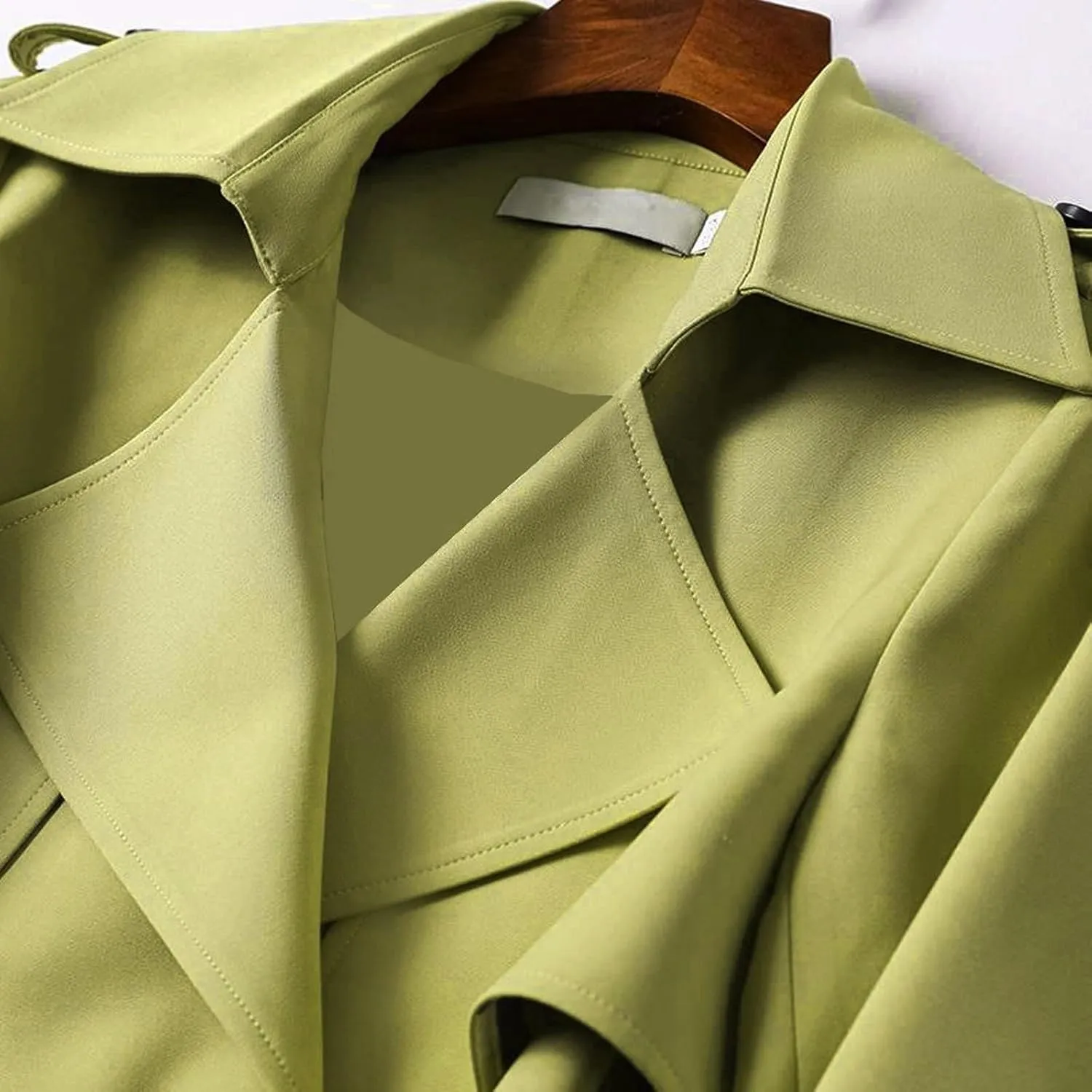 Women's Double Breasted Long Trench Coat Windproof Classic Lapel Slim Overcoat with Belt