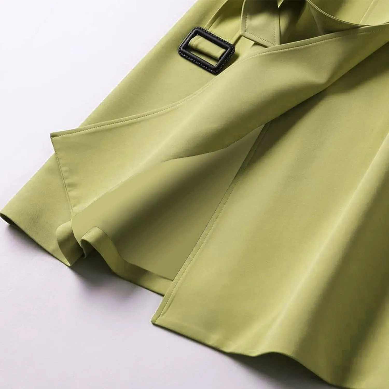 Women's Double Breasted Long Trench Coat Windproof Classic Lapel Slim Overcoat with Belt