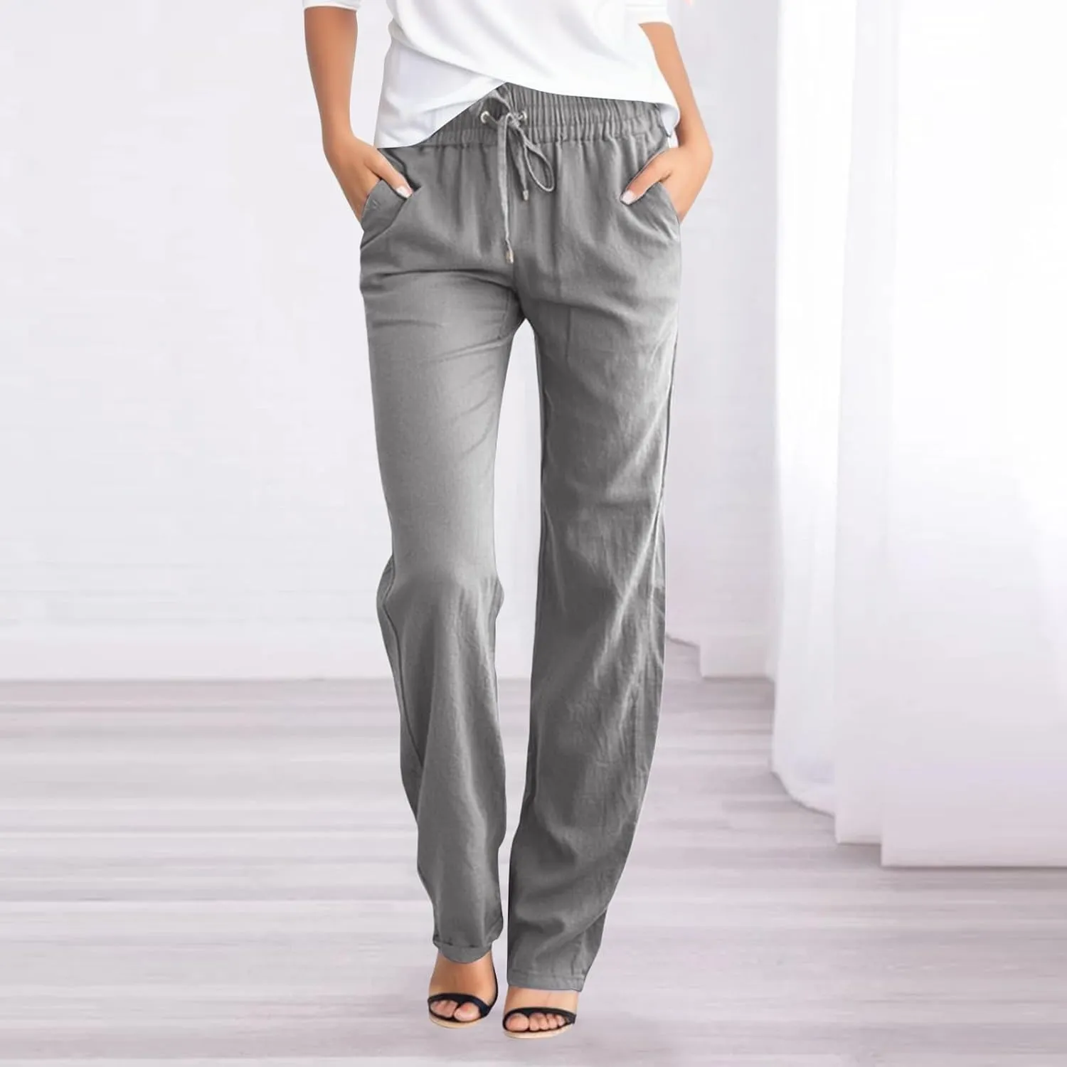 Women's Fleece Lined Pants Winter on Business Capris with Pockets Water Resistant Water Resistant