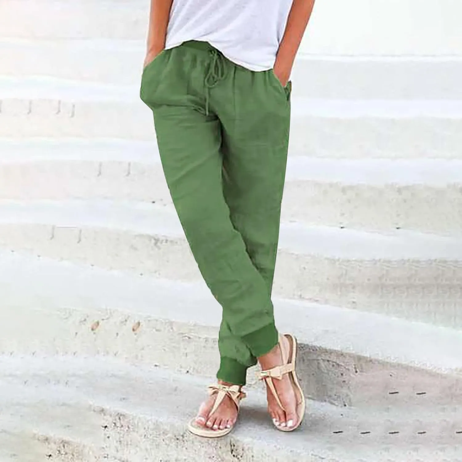 Women's Fleece Lined Pants Winter on Business Capris with Pockets Water Resistant Water Resistant