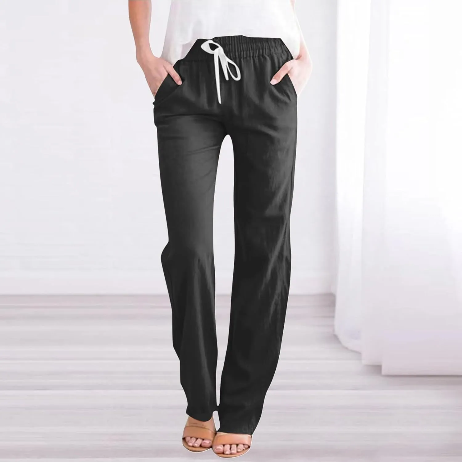 Women's Fleece Lined Pants Winter on Business Capris with Pockets Water Resistant Water Resistant