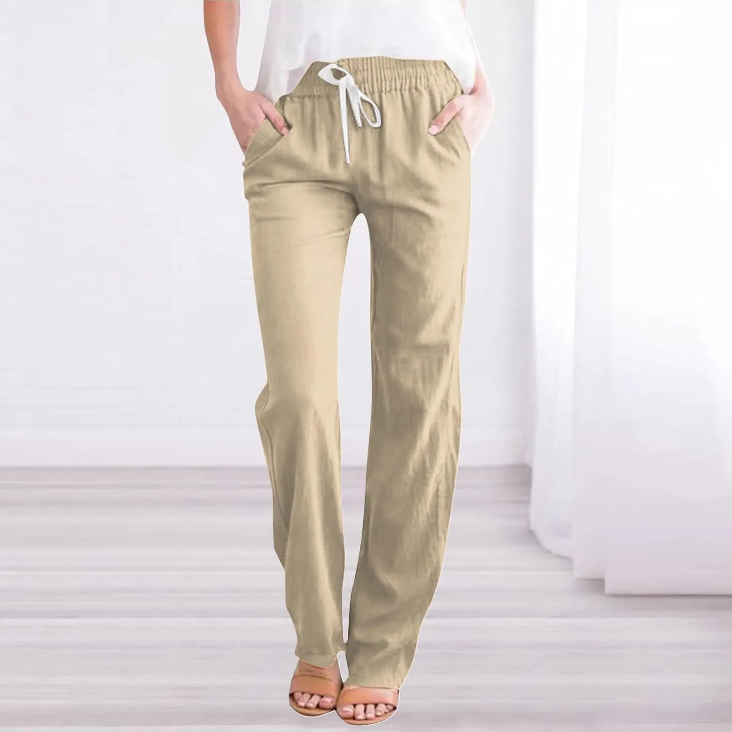Women's Fleece Lined Pants Winter on Business Capris with Pockets Water Resistant Water Resistant