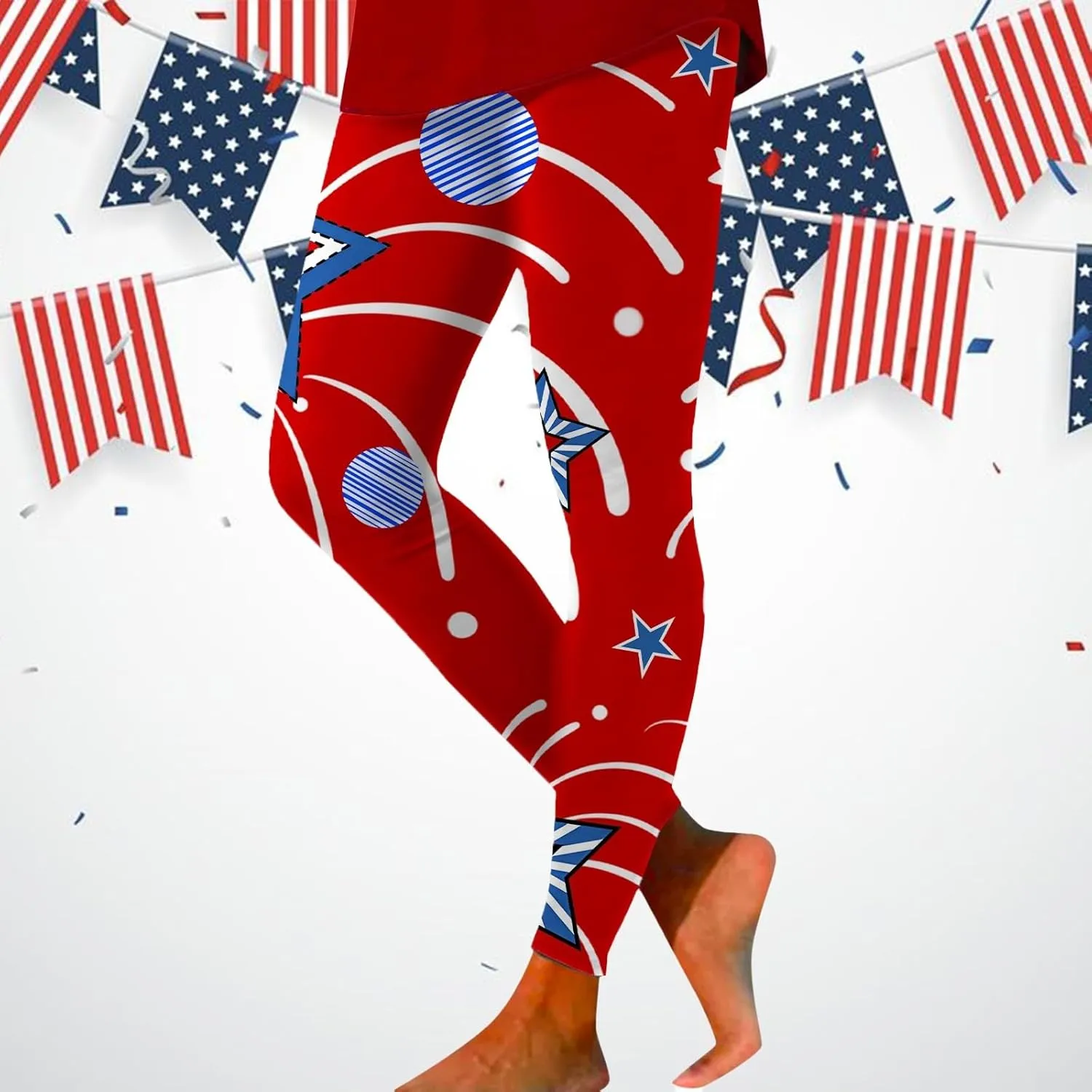 Womens High Waist American Flag Leggings Funny Full-Length Yoga Gym Workout Pants US Flag Patriotic Tights