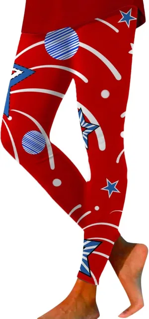 Womens High Waist American Flag Leggings Funny Full-Length Yoga Gym Workout Pants US Flag Patriotic Tights