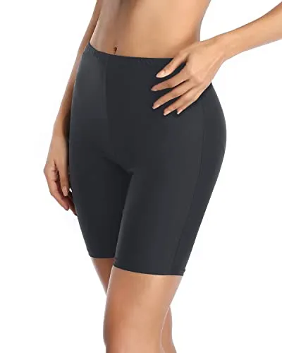 Women's High Waisted Tummy Control Swim Shorts-Grey
