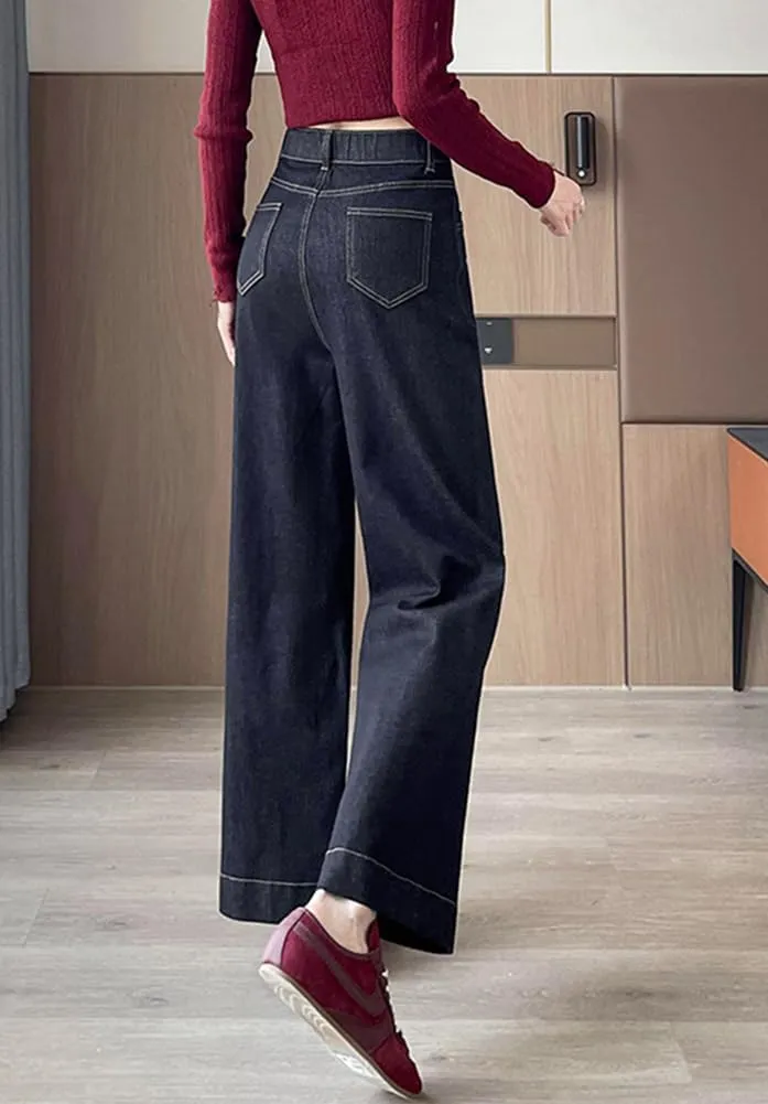 Women's High Waisted Wide Leg Jeans - Stretchy Straight Leg Denim Pants, 2025 Trendy Casual Comfort Fit