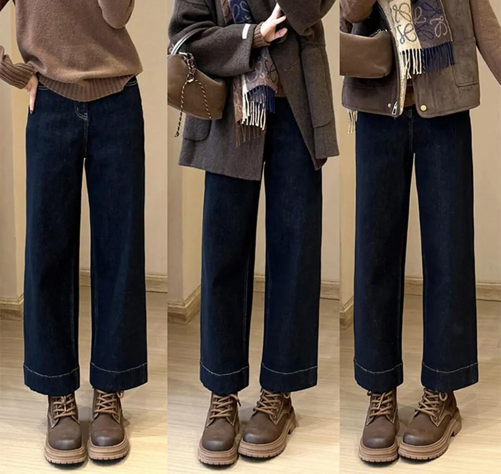 Women's High Waisted Wide Leg Jeans - Stretchy Straight Leg Denim Pants, 2025 Trendy Casual Comfort Fit