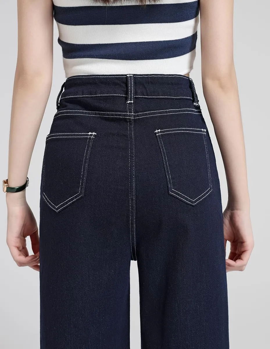 Women's High Waisted Wide Leg Jeans - Stretchy Straight Leg Denim Pants, 2025 Trendy Casual Comfort Fit