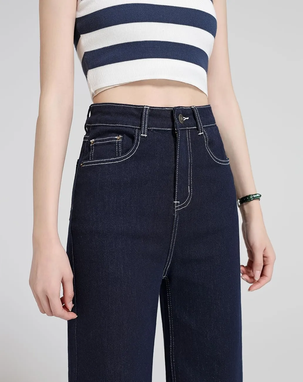 Women's High Waisted Wide Leg Jeans - Stretchy Straight Leg Denim Pants, 2025 Trendy Casual Comfort Fit