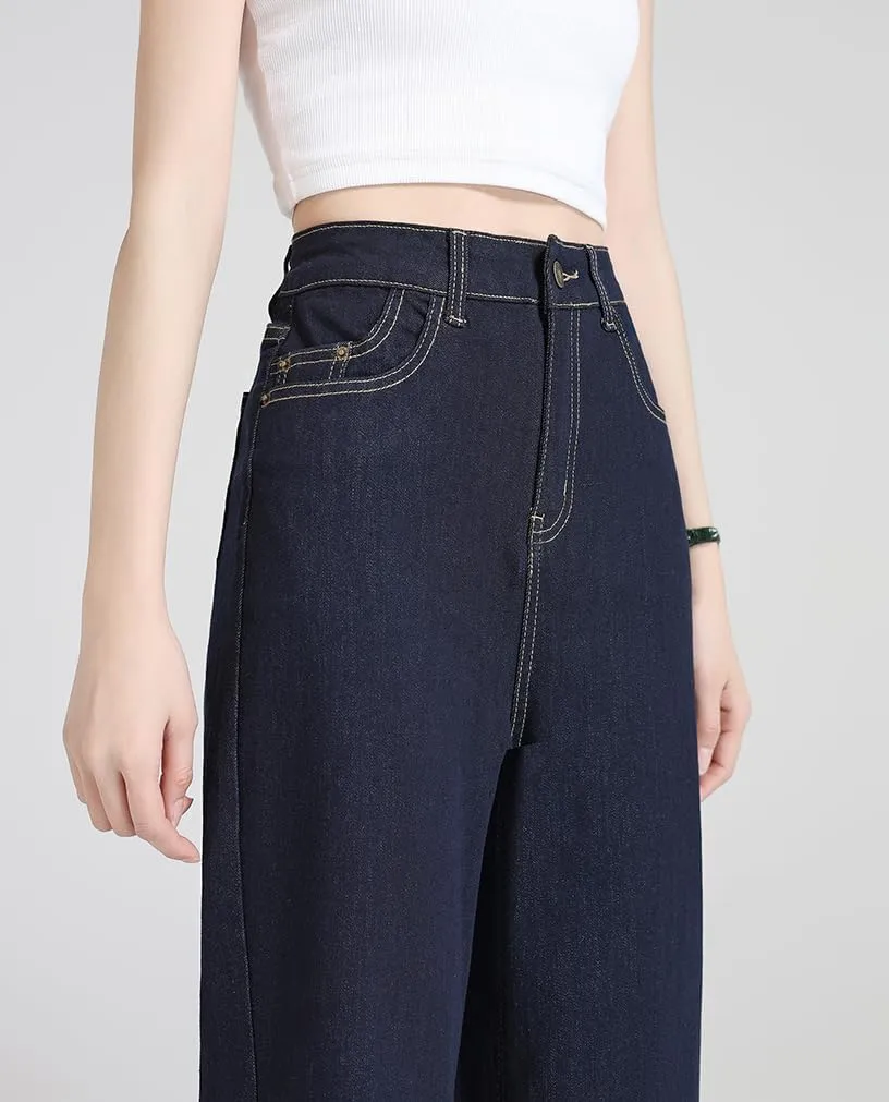 Women's High Waisted Wide Leg Jeans - Stretchy Straight Leg Denim Pants, 2025 Trendy Casual Comfort Fit