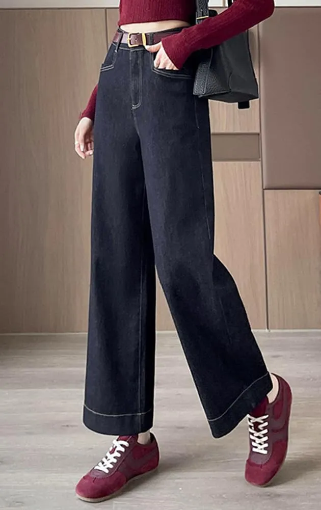 Women's High Waisted Wide Leg Jeans - Stretchy Straight Leg Denim Pants, 2025 Trendy Casual Comfort Fit