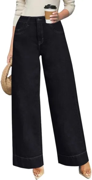 Women's High Waisted Wide Leg Jeans - Stretchy Straight Leg Denim Pants, 2025 Trendy Casual Comfort Fit