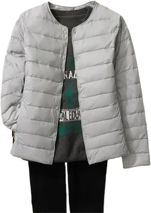 Women's Lightweight Down Jacket Portable Water-Resistant Puffer Jacket Fall Coat with Stand Collar for Travel