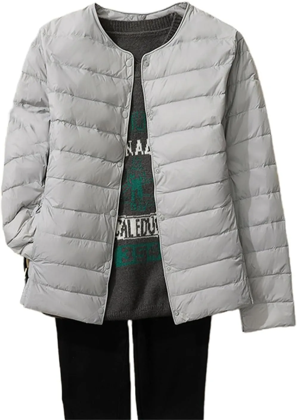 Women's Lightweight Down Jacket Portable Water-Resistant Puffer Jacket Fall Coat with Stand Collar for Travel