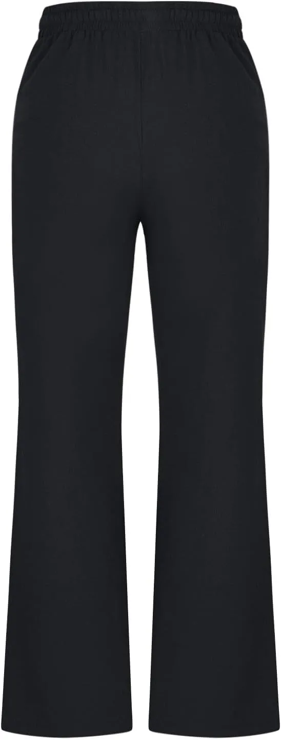 Womens Linen Pants Business Casual High Waist Drawstring Wide Leg Palazzo Pants Beach Vacation Trousers with Pockets