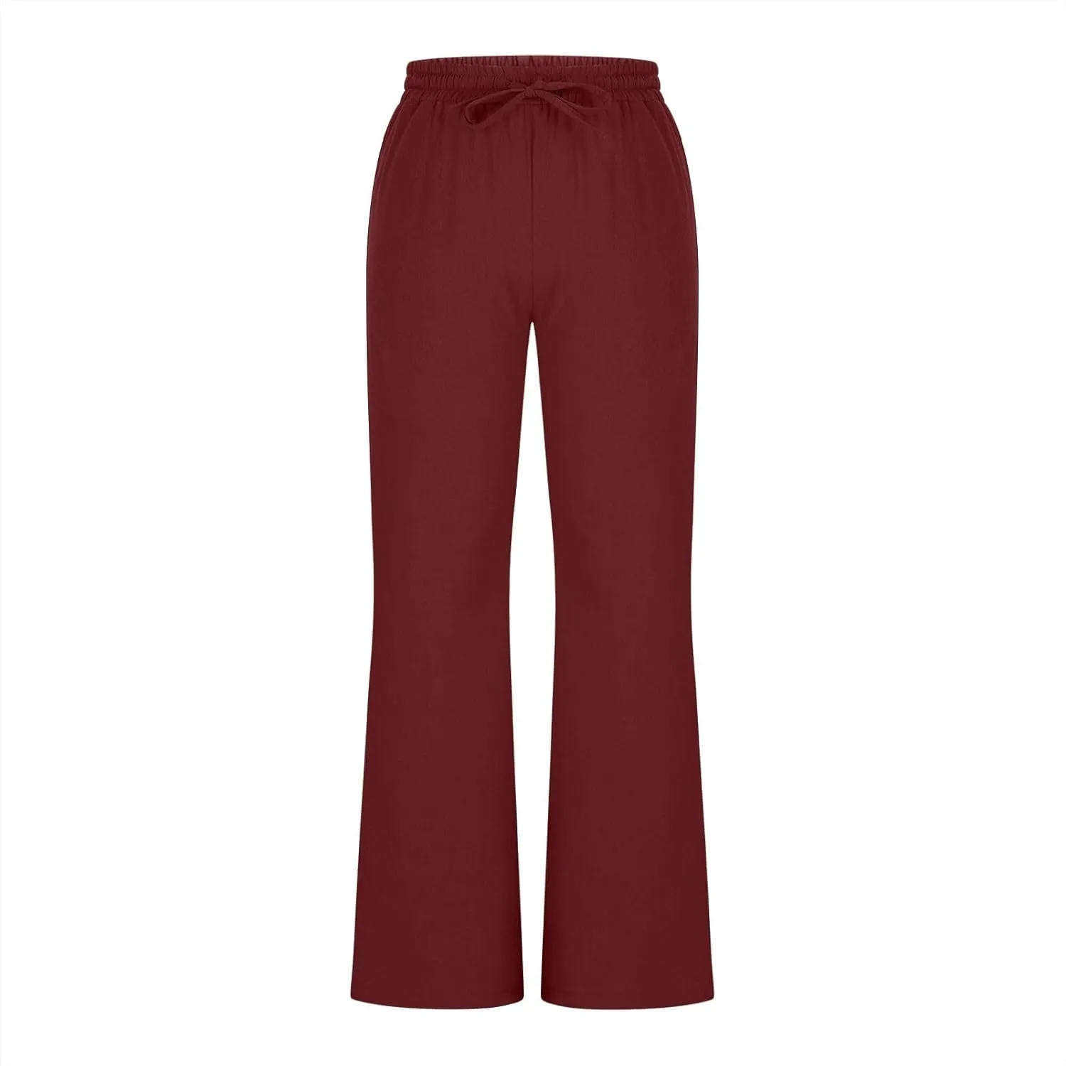 Womens Linen Pants Business Casual High Waist Drawstring Wide Leg Palazzo Pants Beach Vacation Trousers with Pockets