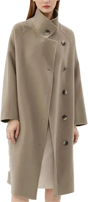 Womens Notched Lapel Collar Pea Coat Winter Wool Blend Over Coats Long Jackets trench coat