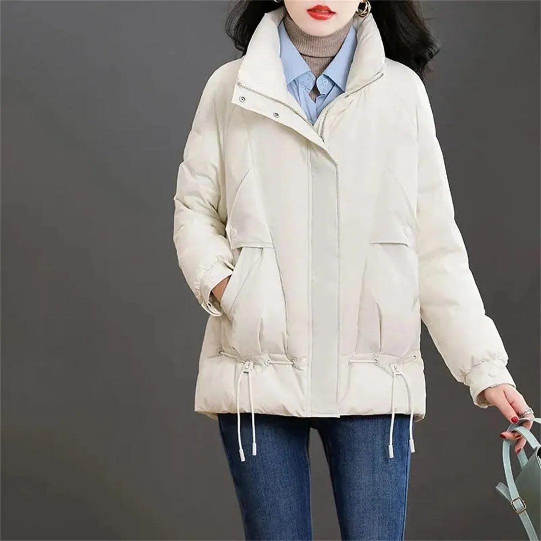 Women's Overcoat Parka Red Down Cotton-Padded Jacket Outerwear Thickened Keep Warm Coat Top