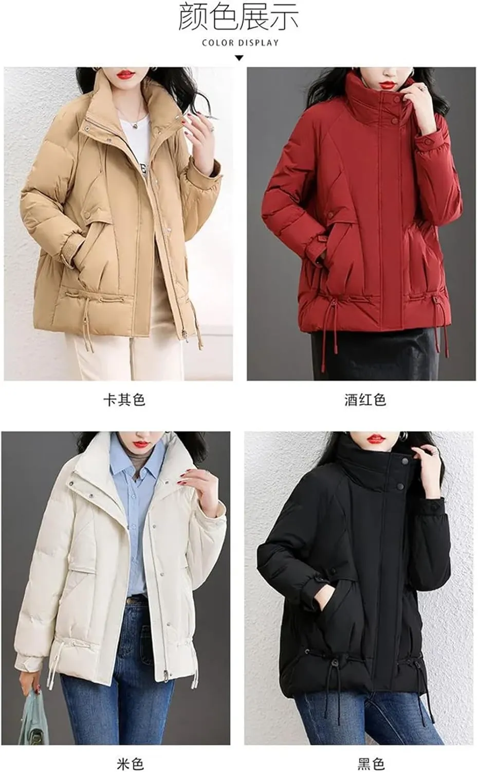 Women's Overcoat Parka Red Down Cotton-Padded Jacket Outerwear Thickened Keep Warm Coat Top