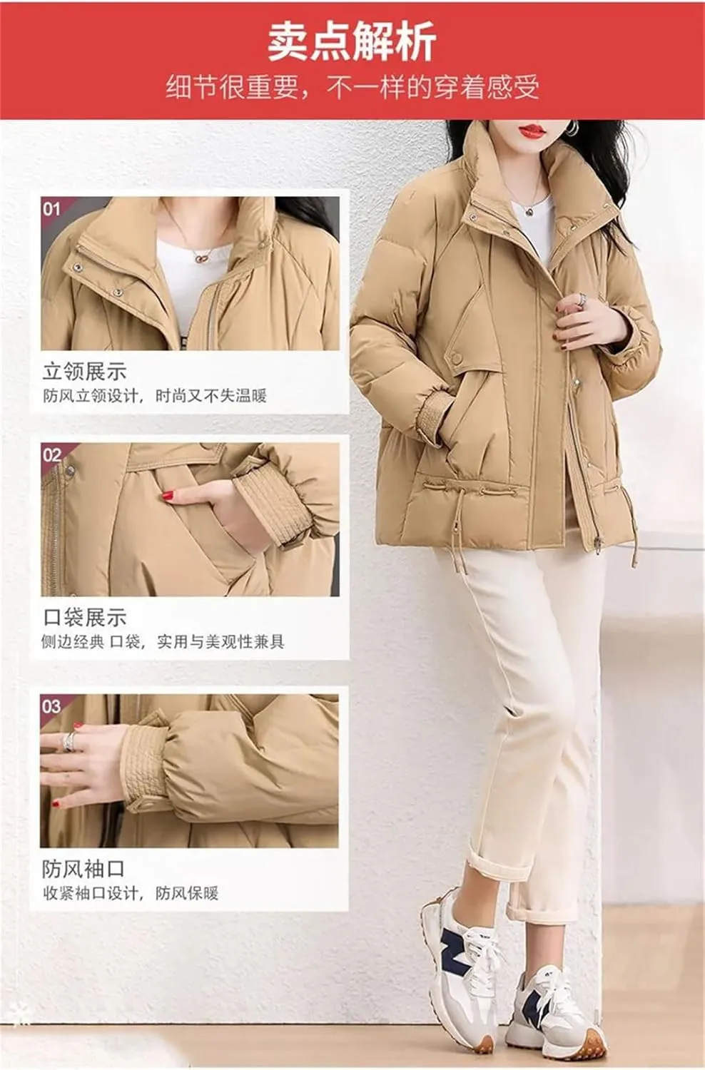 Women's Overcoat Parka Red Down Cotton-Padded Jacket Outerwear Thickened Keep Warm Coat Top