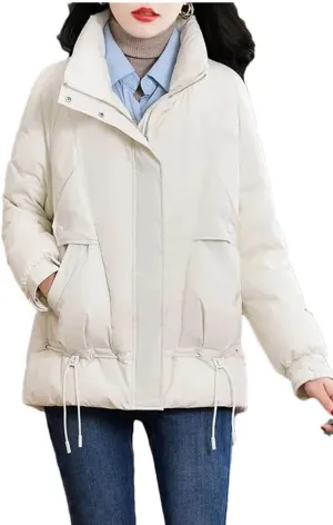 Women's Overcoat Parka Red Down Cotton-Padded Jacket Outerwear Thickened Keep Warm Coat Top