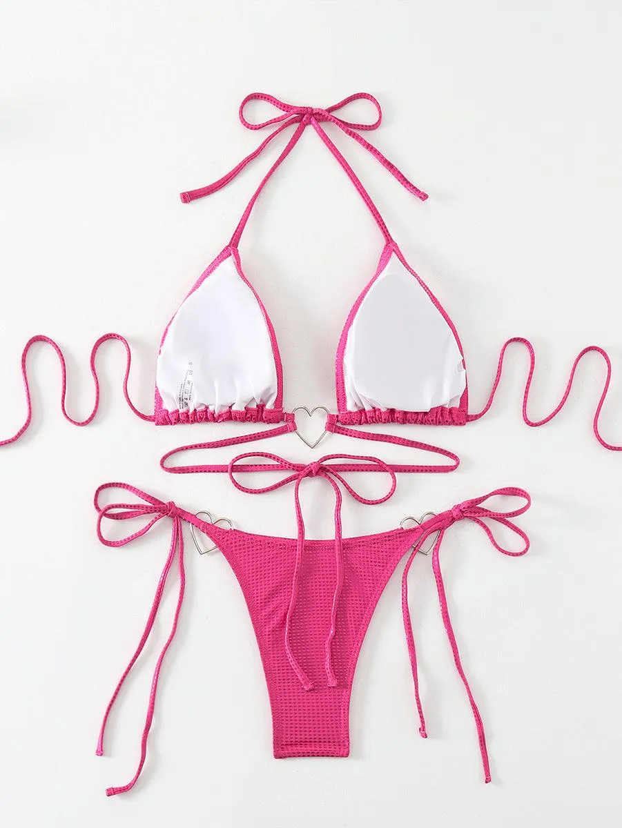Women's Rose Red Bikini Set | Sexy Swimwear for Beach & Pool