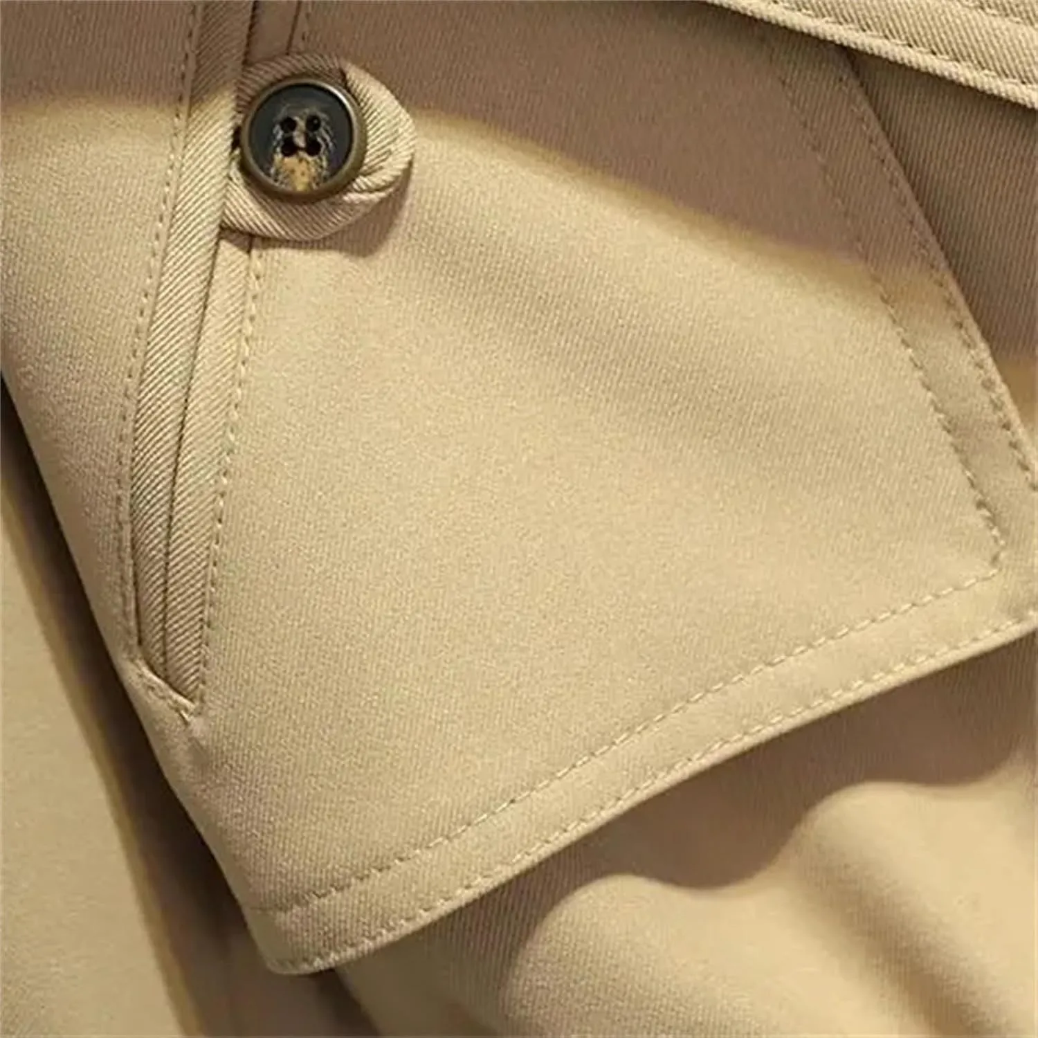 Women's Short Trench Coat  Drawstring Casual Jacket Spring Double-Breasted With Lining Office Outerwear For Ladies