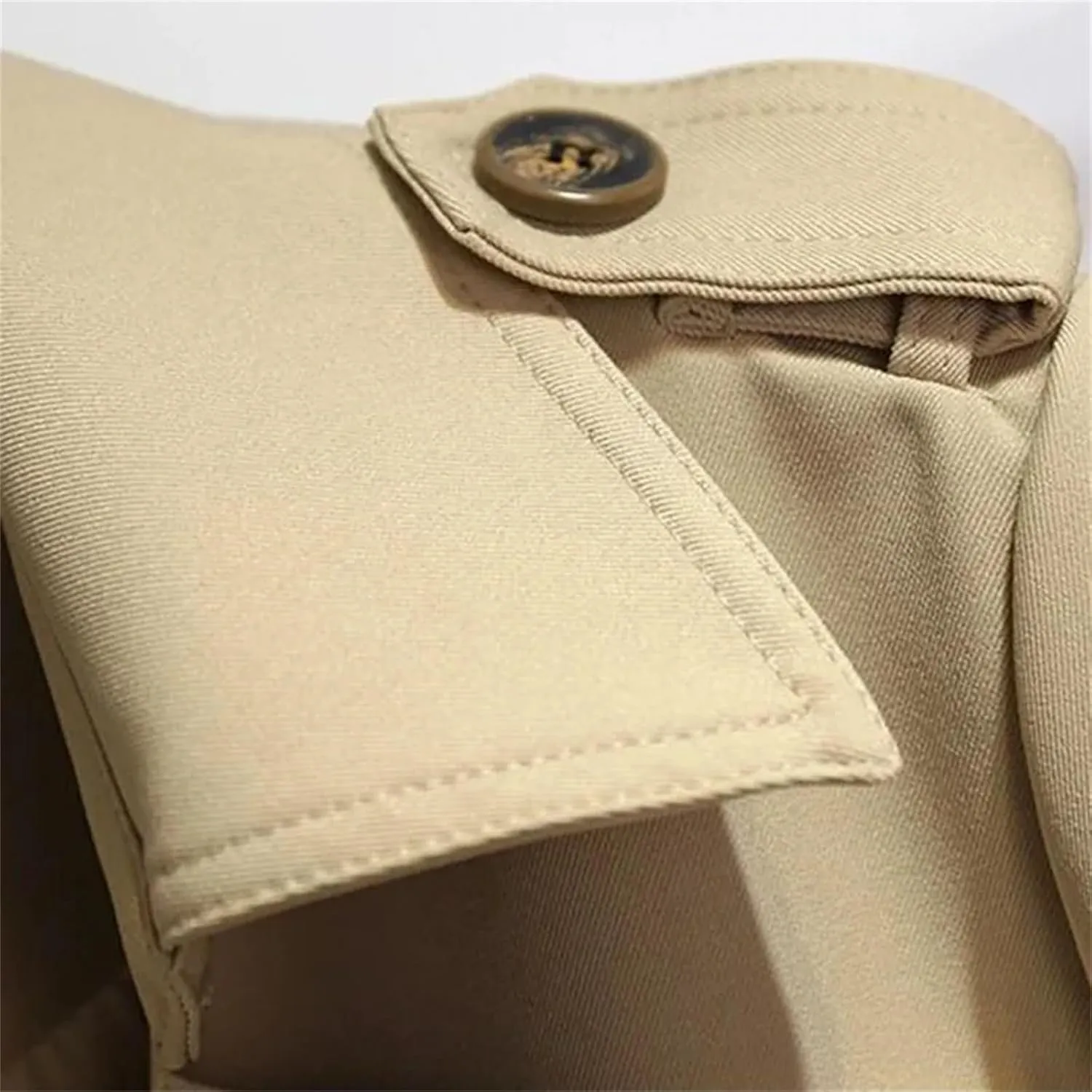 Women's Short Trench Coat  Drawstring Casual Jacket Spring Double-Breasted With Lining Office Outerwear For Ladies