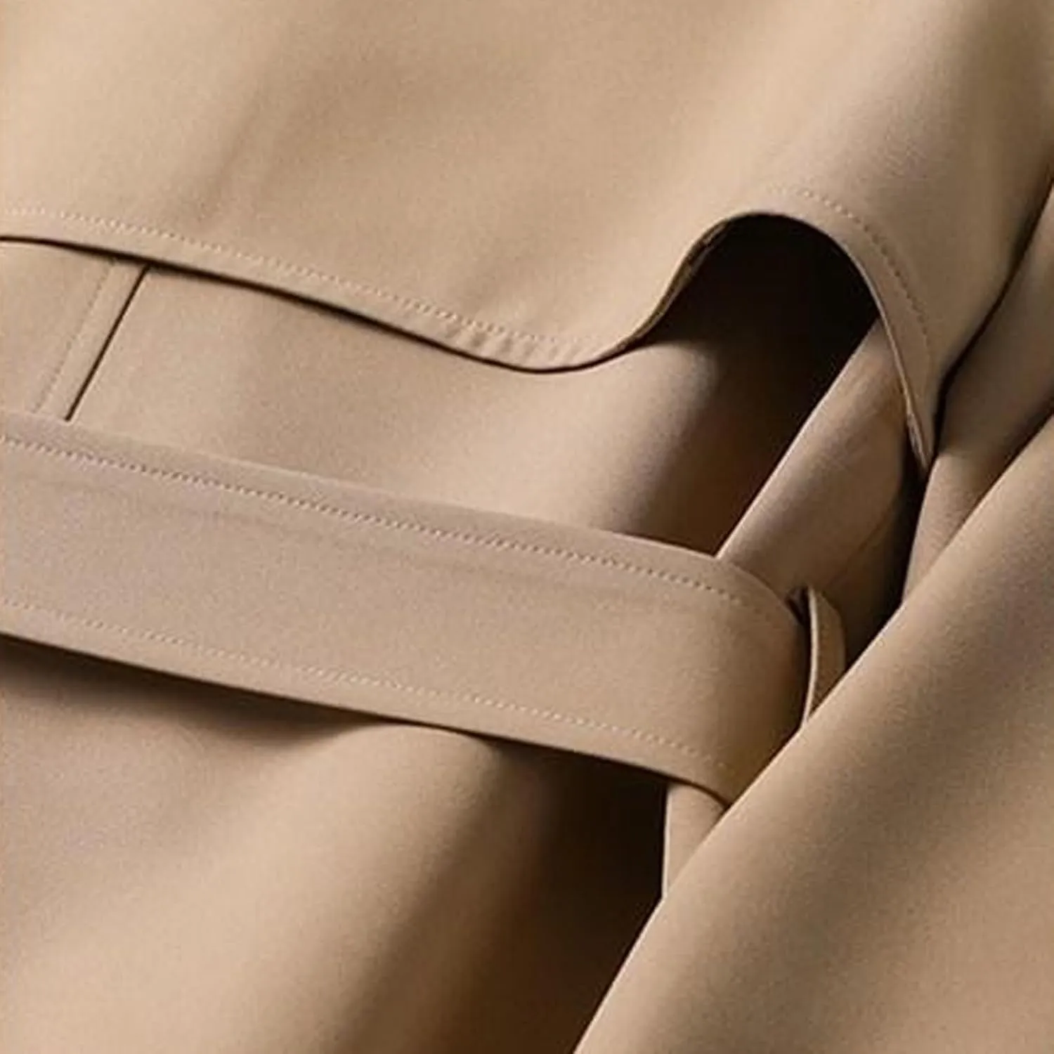 Women's Solid Windbreaker Slim Fit Trench Coat Long Jacket Outerwear with Belt Button
