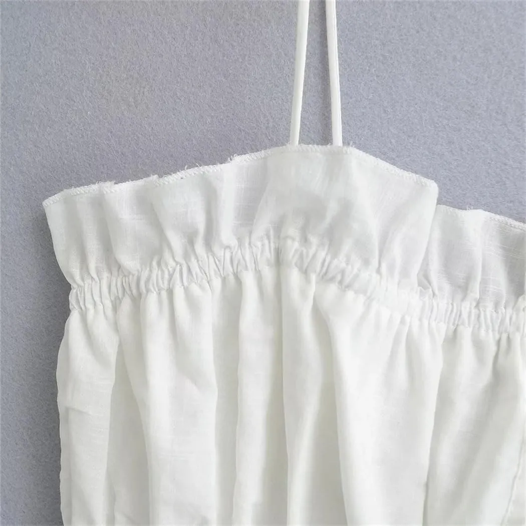 Women's Summer Sleeveless Blouse Sweetheart Casual Top With Decorative Trim Breathable Loose Fit Camisole