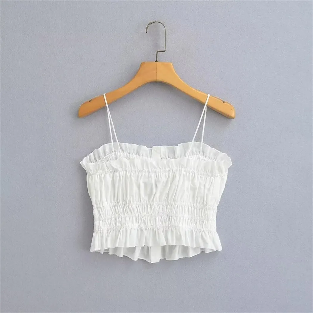 Women's Summer Sleeveless Blouse Sweetheart Casual Top With Decorative Trim Breathable Loose Fit Camisole