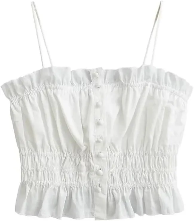 Women's Summer Sleeveless Blouse Sweetheart Casual Top With Decorative Trim Breathable Loose Fit Camisole