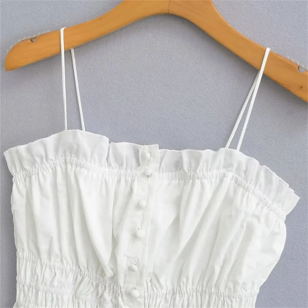 Women's Summer Sleeveless Blouse Sweetheart Casual Top With Decorative Trim Breathable Loose Fit Camisole